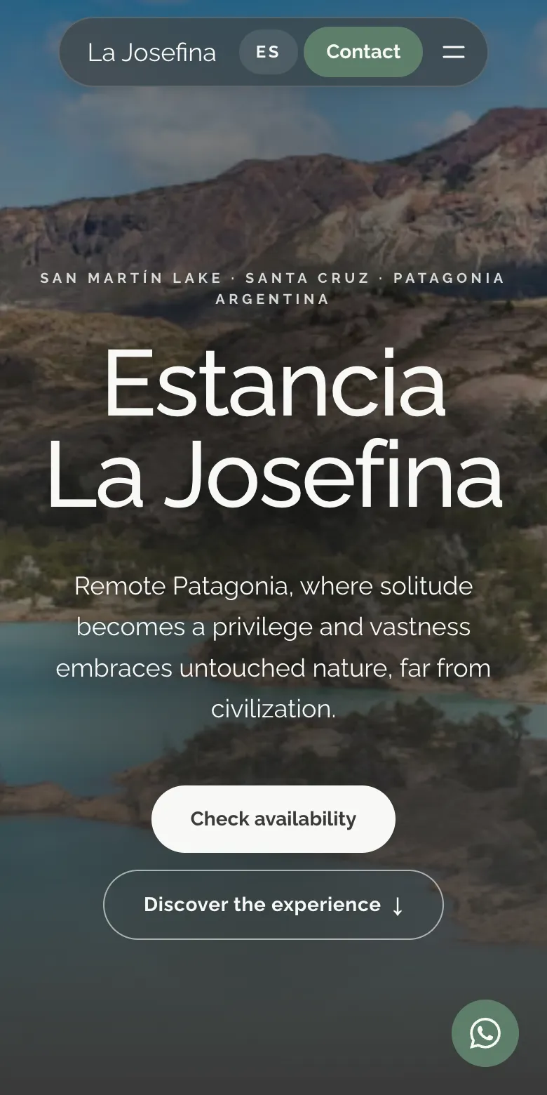 Estancia La Josefina website on a phone