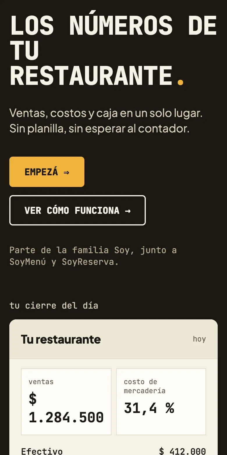 SoyGestión website on a phone