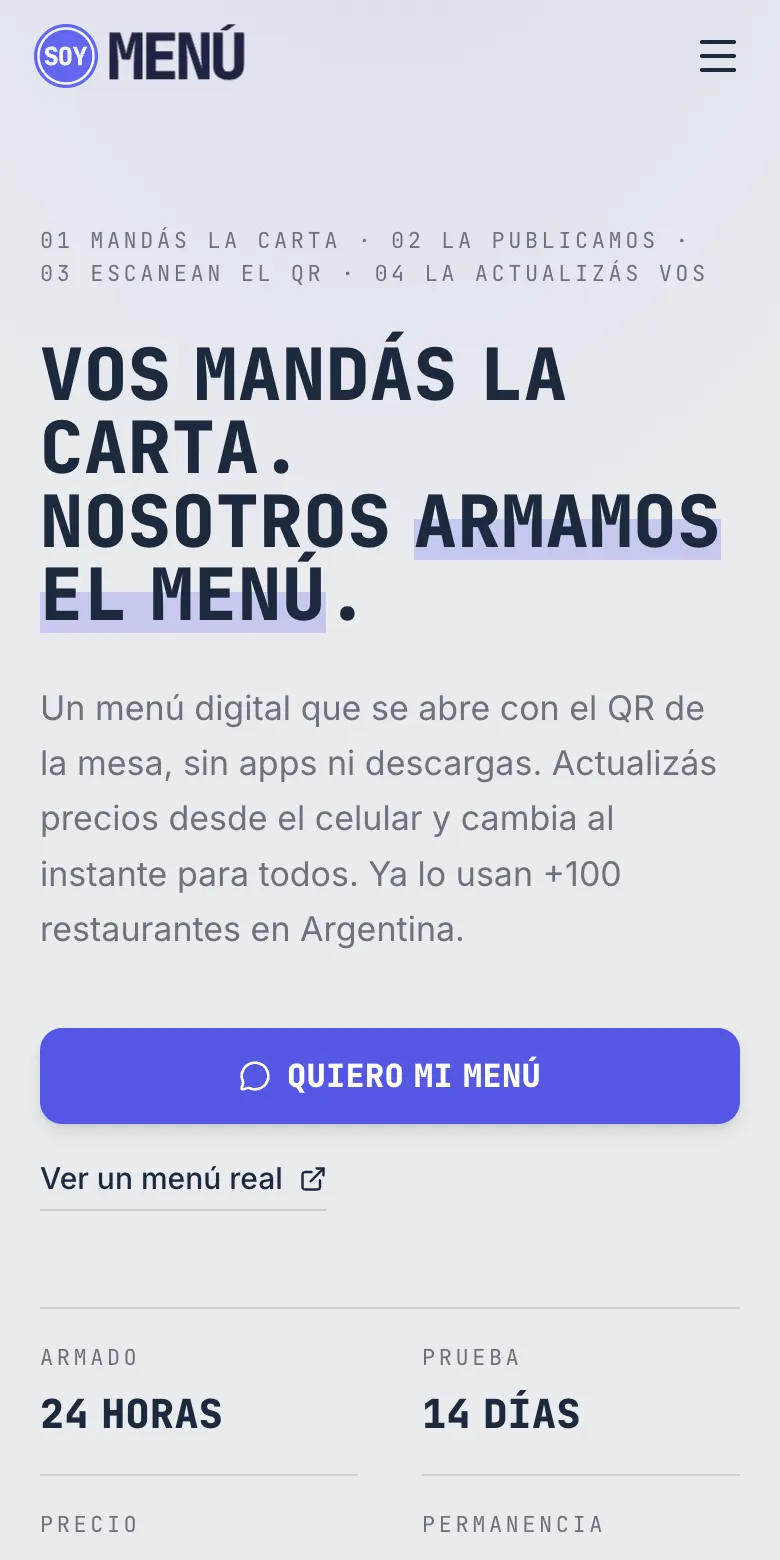 SoyMenu website on a phone